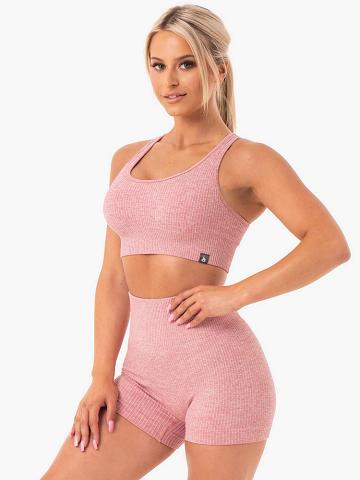 Blush Marl Ryderwear Women Sports Bra Rib Seamless Women's Sports Bra | AU2438KI