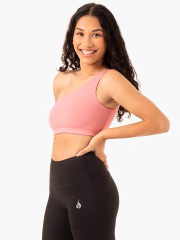 Blush Pink Ryderwear Women Sports Bra Adapt One Shoulder Women's Sports Bra | AU2352MA