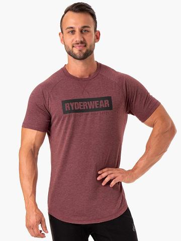 Burgundy Marl Ryderwear Men T Shirts Iron Men's T Shirts | AU1252UT