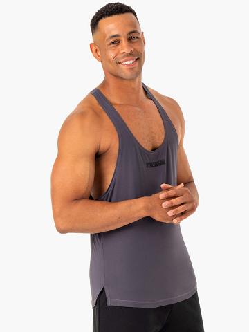 Charcoal Ryderwear Men Gym Stringers Optimal Mesh T-Back Men's Gym Stringers | AU1530NB