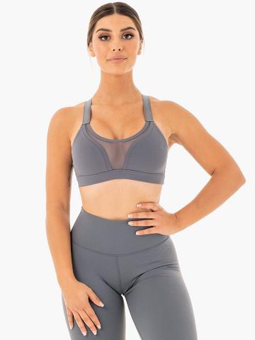 Charcoal Ryderwear Women Sports Bra Collide Mesh Contour Women's Sports Bra | AU2371UT