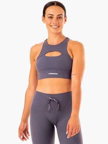 Charcoal Ryderwear Women Sports Bra Replay Cut Out Women's Sports Bra | AU2308VD