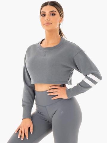 Charcoal Ryderwear Women Sweaters Motion Cropped Women's Sweaters | AU2625FM