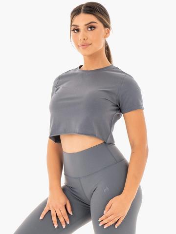 Charcoal Ryderwear Women T Shirts Motion Cropped Women's T Shirts | AU2684NB