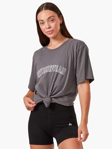 Charcoal Ryderwear Women T Shirts Oversized Women's T Shirts | AU2743AP