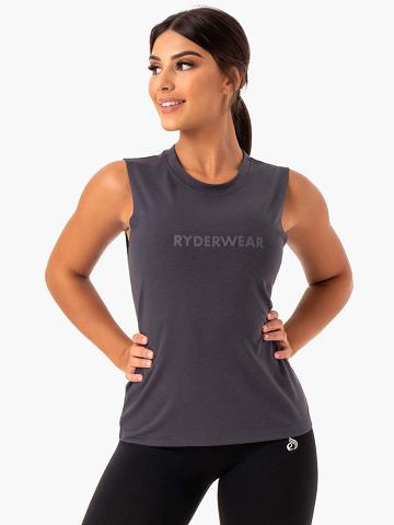 Charcoal Ryderwear Women Tanks Base Regular Cut Women's Tanks | AU2973ZG