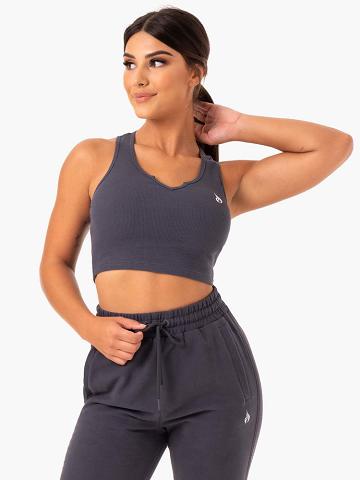 Charcoal Ryderwear Women Tanks Base V Split Women's Tanks | AU2974LH