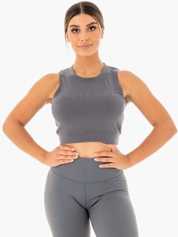 Charcoal Ryderwear Women Tanks Motion Crop Top Women's Tanks | AU2998FM