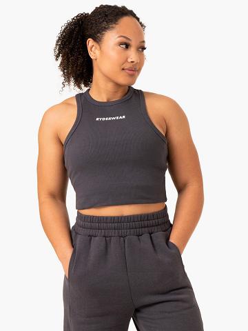 Charcoal Ryderwear Women Tanks Sideline Rib Crop Women's Tanks | AU2840SO