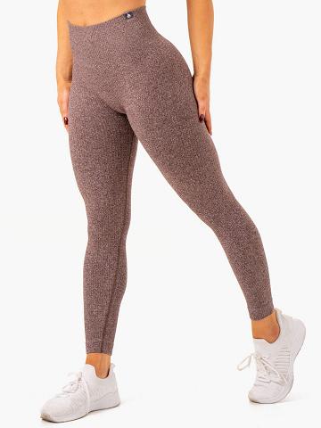 Chocolate Marl Ryderwear Women Leggings Rib Seamless Women's Leggings | AU1895MA