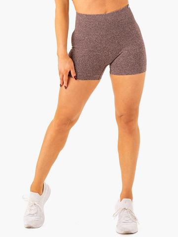 Chocolate Marl Ryderwear Women Shorts Rib Seamless Women's Shorts | AU2164OR