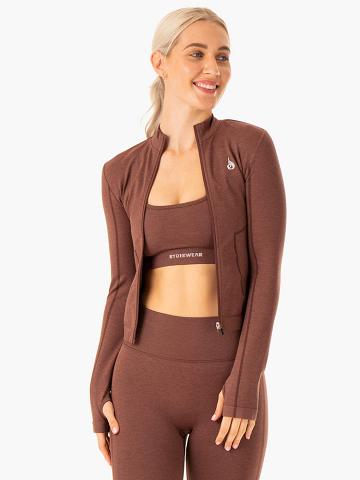 Chocolate Ryderwear Women Jackets Enhance Seamless Zip Up Women's Jackets | AU1709CE