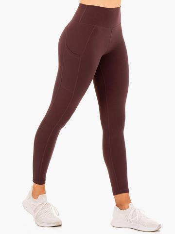 Chocolate Ryderwear Women Leggings Reset High Waisted Pocket Women's Leggings | AU1861KI