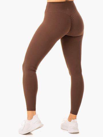 Chocolate Ryderwear Women Leggings Serene Cross Over Scrunch Women's Leggings | AU1792QZ