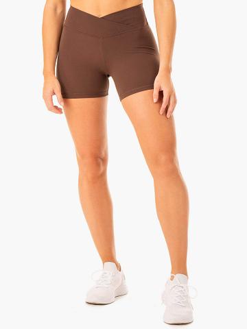 Chocolate Ryderwear Women Shorts Serene Cross Over Scrunch Women's Shorts | AU2107RW