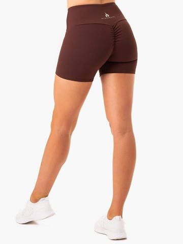 Chocolate Ryderwear Women Shorts Staples Scrunch Bum Mid Length Women's Shorts | AU2171HK