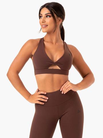 Chocolate Ryderwear Women Sports Bra Adapt Twist Women's Sports Bra | AU2348RW