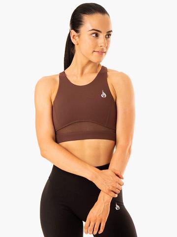 Chocolate Ryderwear Women Sports Bra Amazon Mesh Women's Sports Bra | AU2336HK