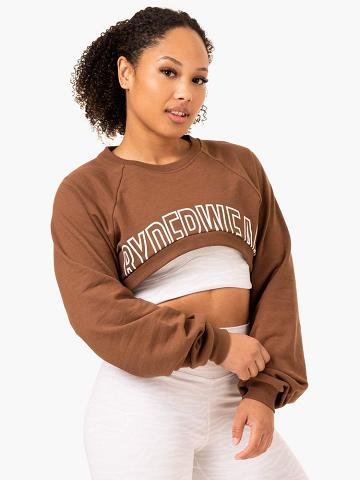 Chocolate Ryderwear Women Sweaters Emerge Super Crop Women's Sweaters | AU2650UT