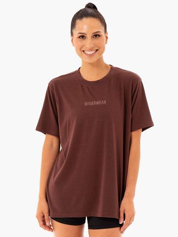 Chocolate Ryderwear Women T Shirts Define Long Line Women's T Shirts | AU2706RW