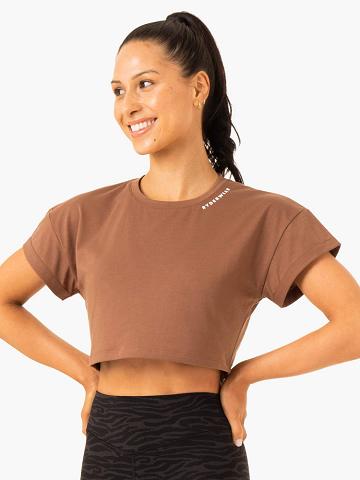 Chocolate Ryderwear Women T Shirts Energy Cap Sleeve Women's T Shirts | AU2793YU