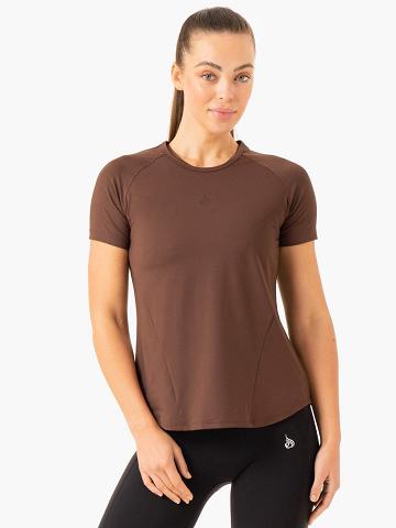 Chocolate Ryderwear Women T Shirts Level Up Training Women's T Shirts | AU2789PQ