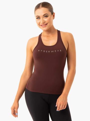 Chocolate Ryderwear Women Tanks Hype Racer Back Women's Tanks | AU2948LH