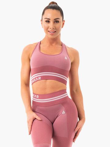 Dusty Pink Ryderwear Women Sports Bra Freestyle Seamless Longline Women's Sports Bra | AU2503TV