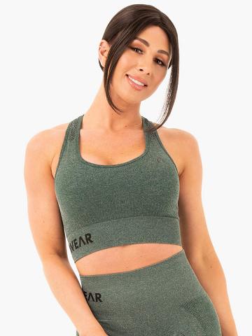 Forest Green Marl Ryderwear Women Sports Bra Seamless Staples Women's Sports Bra | AU2546FM