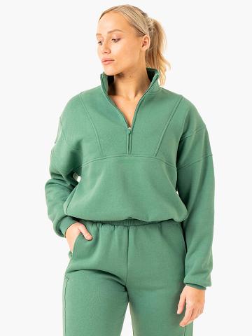 Forest Green Ryderwear Women Hoodie Sideline Half Zip Jumper Women's Hoodie | AU1700DN