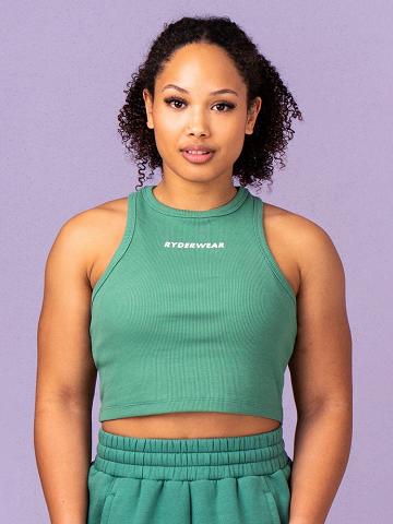 Forest Green Ryderwear Women Tanks Sideline Rib Crop Women's Tanks | AU2819YU