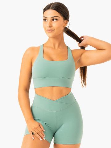 Green Ryderwear Women Sports Bra Flow Square Neck Women's Sports Bra | AU2230VD