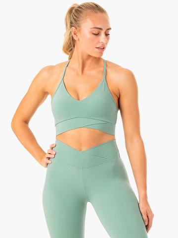 Green Ryderwear Women Sports Bra Serene Cross Over Women's Sports Bra | AU2255CE