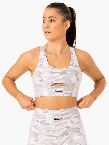 Grey Camo Ryderwear Women Sports Bra Base Racer Back Women's Sports Bra | AU2319UT