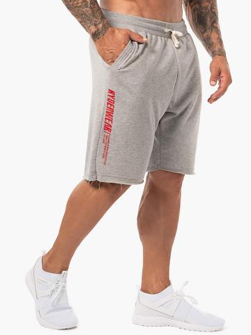 Grey Marl/Red Ryderwear Men Shorts Block Fleece Track Men's Shorts | AU1353RW