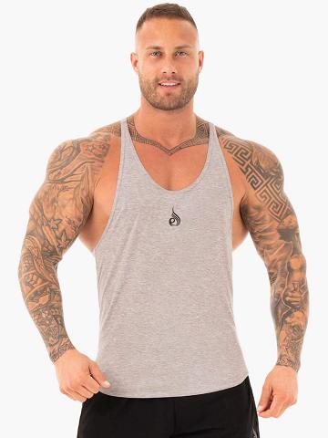 Grey Marl Ryderwear Men Gym Stringers Active T-Back Men's Gym Stringers | AU1497KI