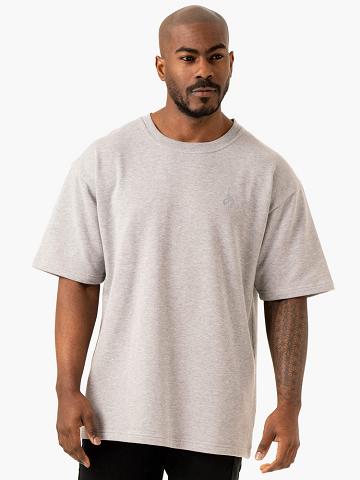 Grey Marl Ryderwear Men T Shirts Throwback Oversized Fleece Men's T Shirts | AU1296NB