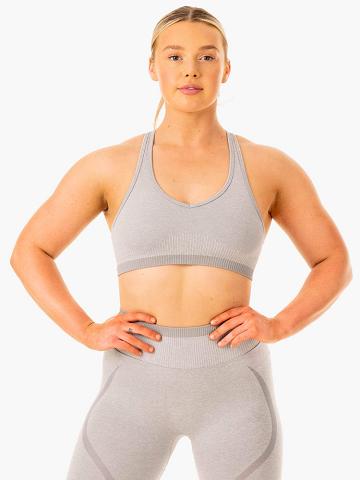 Grey Marl Ryderwear Women Sports Bra Excel Seamless Women's Sports Bra | AU2243PQ