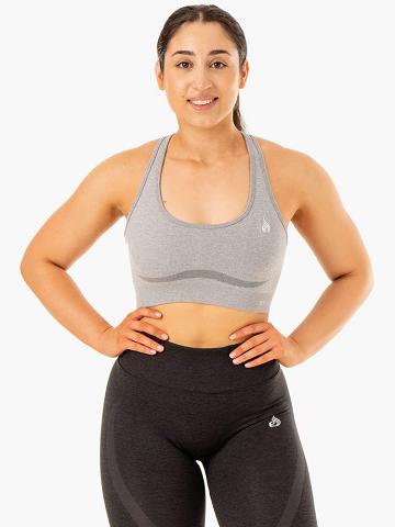 Grey Marl Ryderwear Women Sports Bra Sculpt Seamless Racer Back Women's Sports Bra | AU2252LH