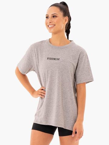 Grey Marl Ryderwear Women T Shirts Define Long Line Women's T Shirts | AU2704YU