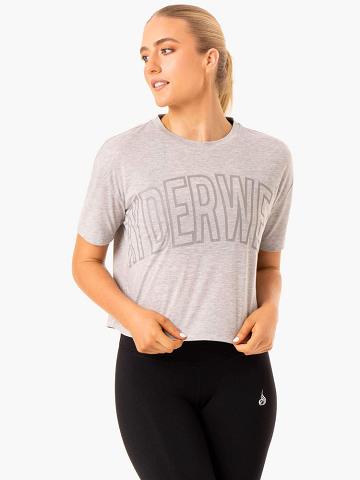 Grey Marl Ryderwear Women T Shirts Replay Boxy Tee Women's T Shirts | AU2719OR