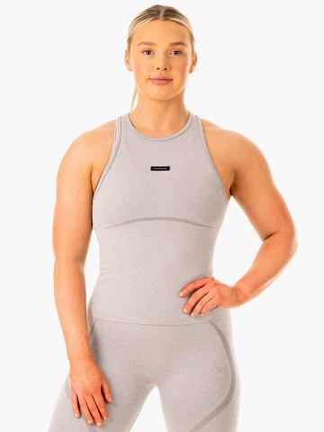 Grey Marl Ryderwear Women Tanks Excel Seamless Mid Length Women's Tanks | AU2843OR