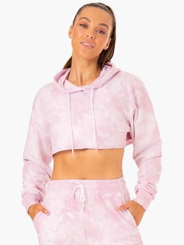 Ice Pink Tie Dye Ryderwear Women Hoodie Tie Dye Pullover Women's Hoodie | AU1676GL