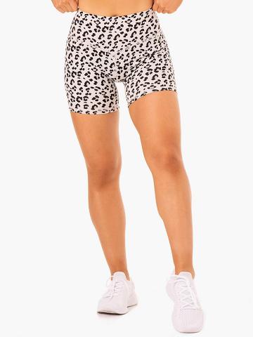 Ivory Leopard Ryderwear Women Shorts Hybrid Mid Length Women's Shorts | AU1953YU