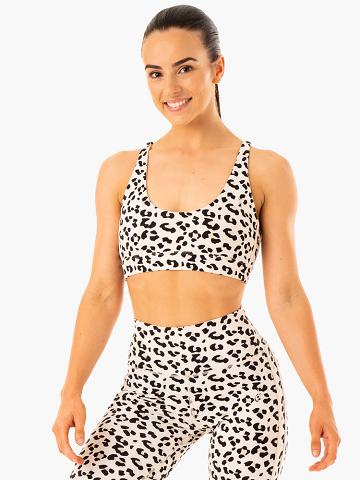 Ivory Leopard Ryderwear Women Sports Bra Evolution Women's Sports Bra | AU2444SO