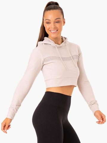 Ivory Ryderwear Women Hoodie Hybrid Fitted Women's Hoodie | AU1681ZG