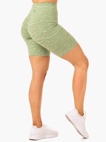 Jade Green Zebra Ryderwear Women Shorts Transform Mid Length Women's Shorts | AU2052QZ