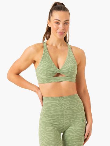 Jade Green Zebra Ryderwear Women Sports Bra Transform Twist Women's Sports Bra | AU2238TV