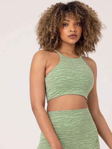 Jade Green Zebra Ryderwear Women Sports Bra Transform Reversible Sports Crop Women's Sports Bra | AU2265YU