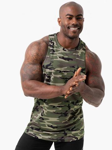 Khaki Camo Ryderwear Men Tanks Camo Tech Mesh Baller Tank Men's Tanks | AU1074AP